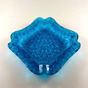 Vintage Fenton Aqua Ashtray Daisy and Button Pattern